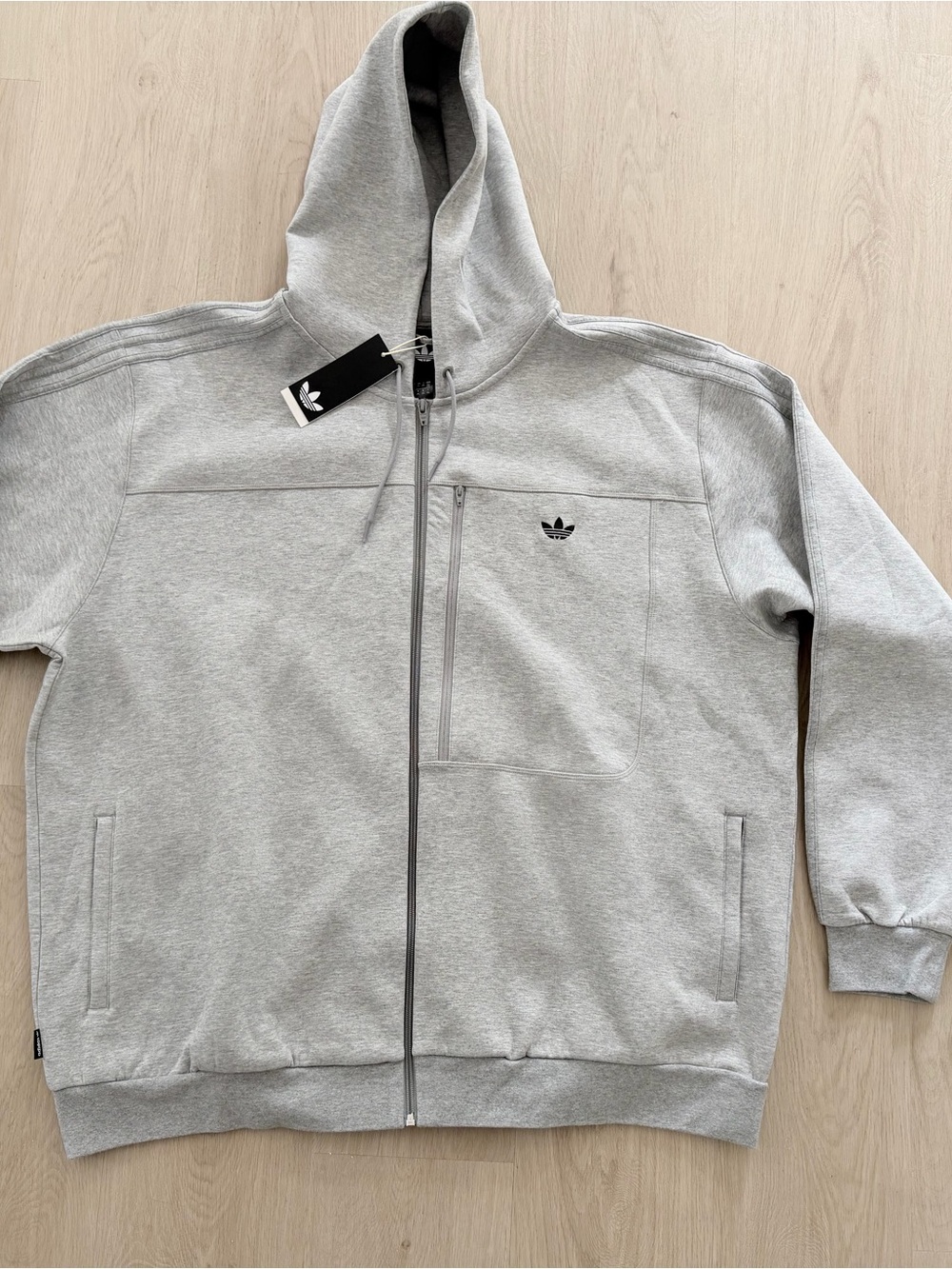 adidas Originals Light Gray Full-Zip Hooded Sweatshirt